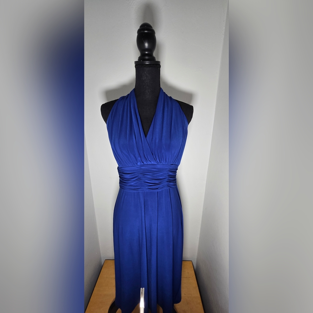 Elegant Blue Halter Dress